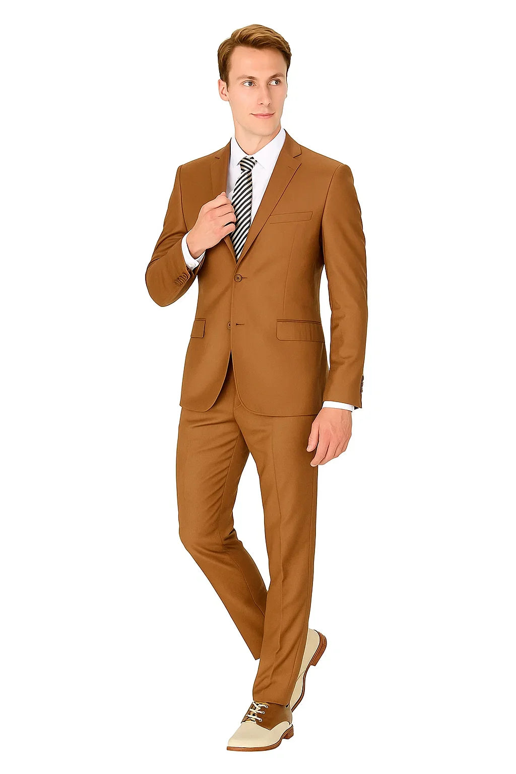 Cognac Slim Wedding Suit B.M.T.