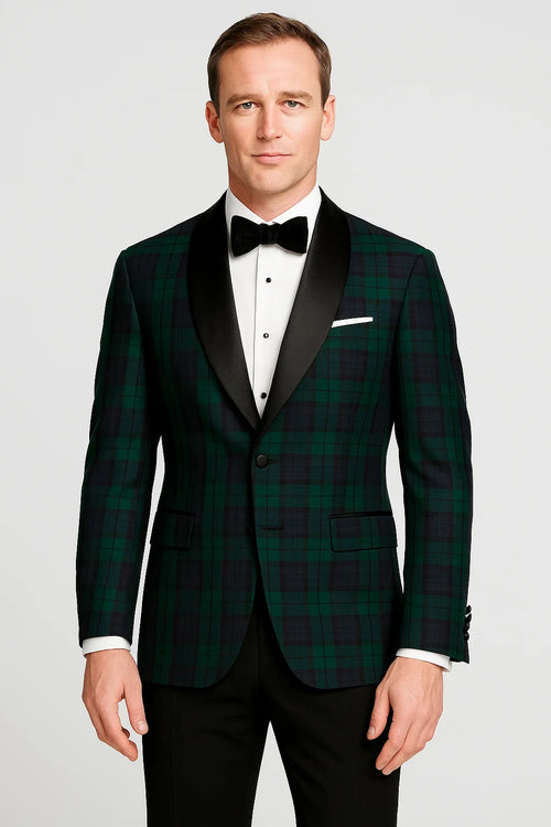 Plaid Dinner Jacket - Green Tartan Sportcoat by Menssuitsatlantain