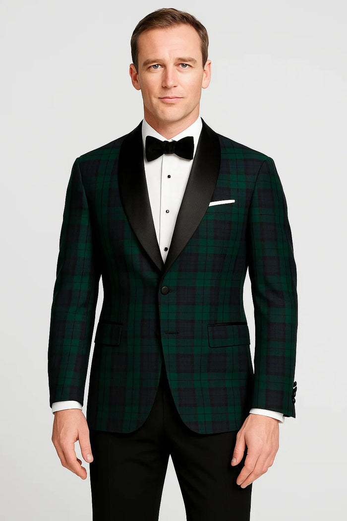 Plaid Dinner Jacket - Green Tartan Sportcoat by Menssuitsatlantain