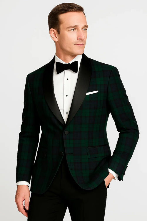 Plaid Dinner Jacket - Green Tartan Sportcoat by Menssuitsatlantain