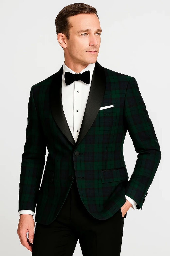 Plaid Dinner Jacket - Green Tartan Sportcoat by Menssuitsatlantain