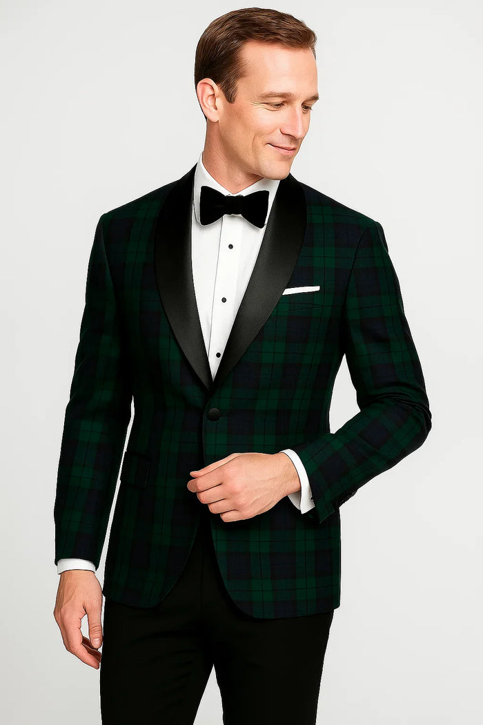 Plaid Dinner Jacket - Green Tartan Sportcoat by Menssuitsatlantain