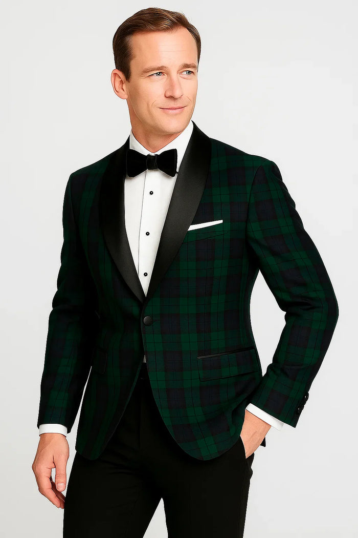 Plaid Dinner Jacket - Green Tartan Sportcoat by Menssuitsatlantain