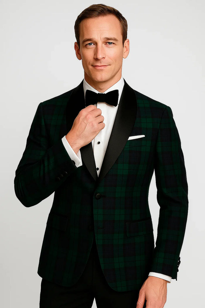 Plaid Dinner Jacket - Green Tartan Sportcoat by Menssuitsatlantain
