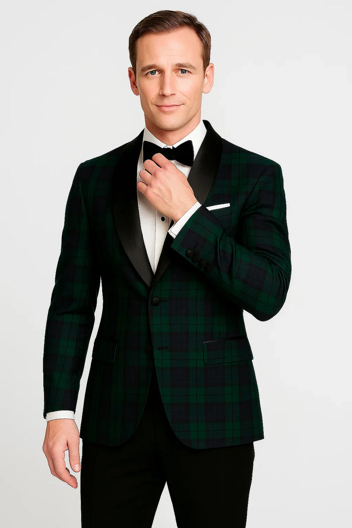 Plaid Dinner Jacket - Green Tartan Sportcoat by Menssuitsatlantain