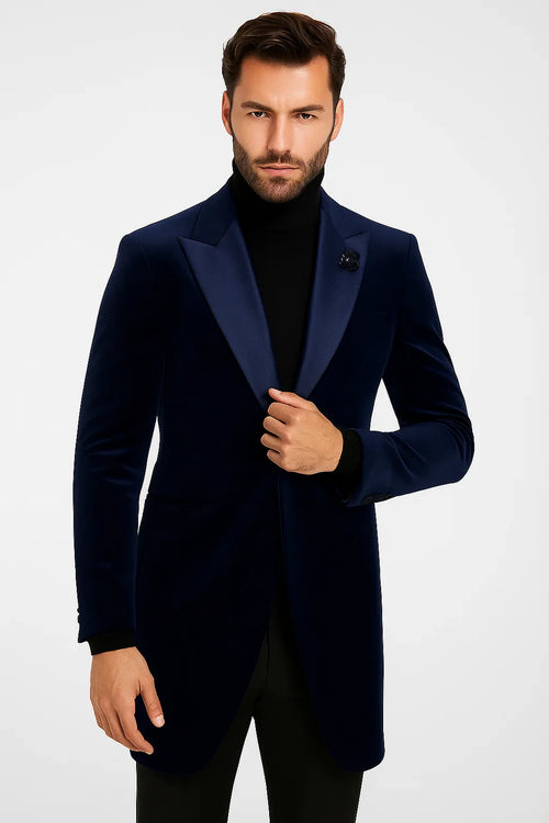 Velvet Long Coat - Velvet Carcoat - R-BlueCoat by USA Men's Outlet