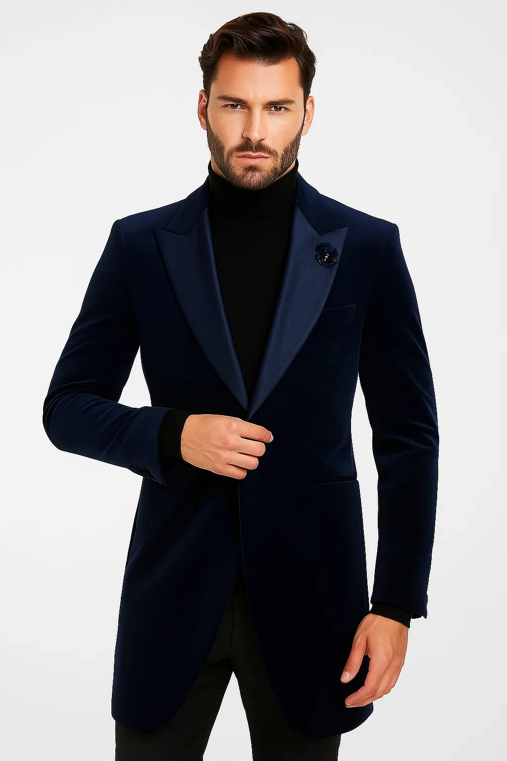 Velvet Long Coat - Velvet Carcoat - R-BlueCoat by USA Men's Outlet