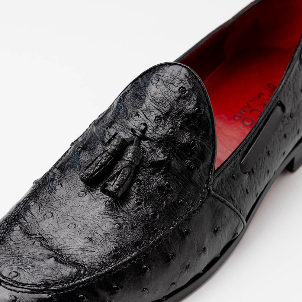 Aubiere Black Ostrich Loafer 