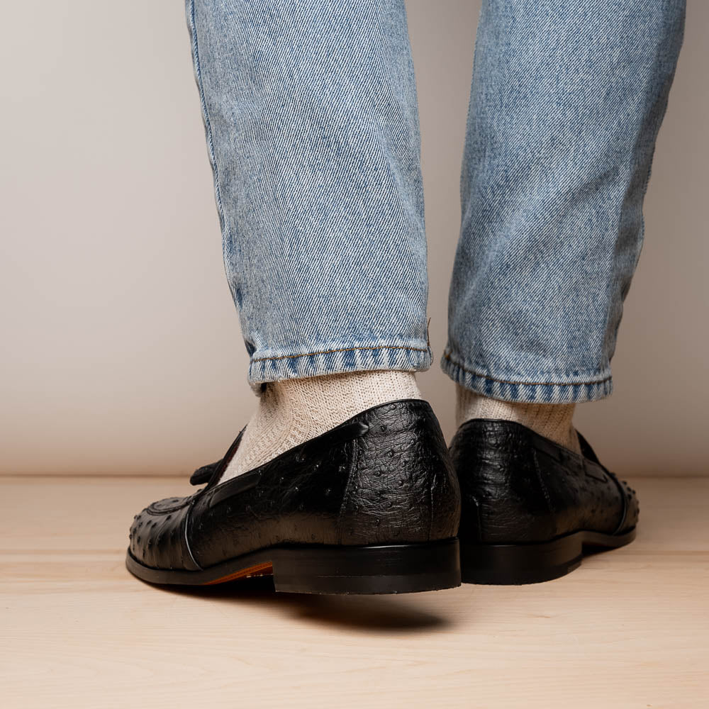 Aubiere Black Ostrich Loafer 