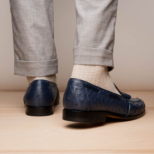 Aubiere Navy Ostrich Loafer 