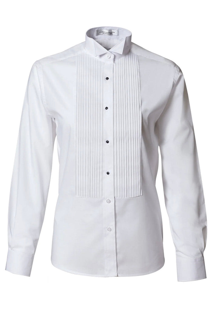 Aubrey Women's White Pleated Wingtip Tuxedo Shirt - Classic Collection