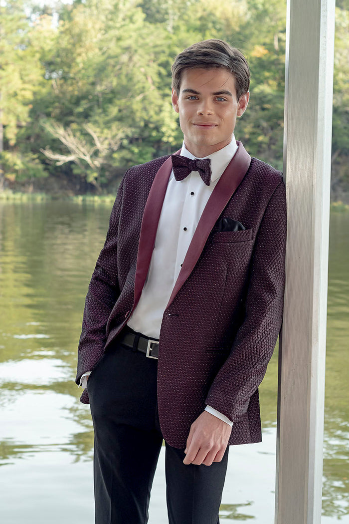 Austin Diamond Burgundy Shawl Tuxedo Jacket (Separates) by Mark of Distinction