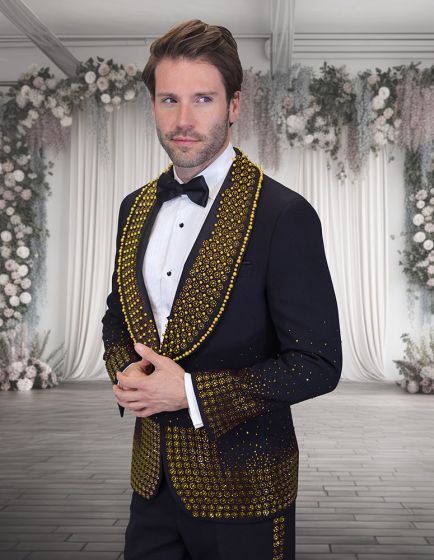 Statement Men's 2 Piece Modern Fit Tuxedo - Rhinestone Accents