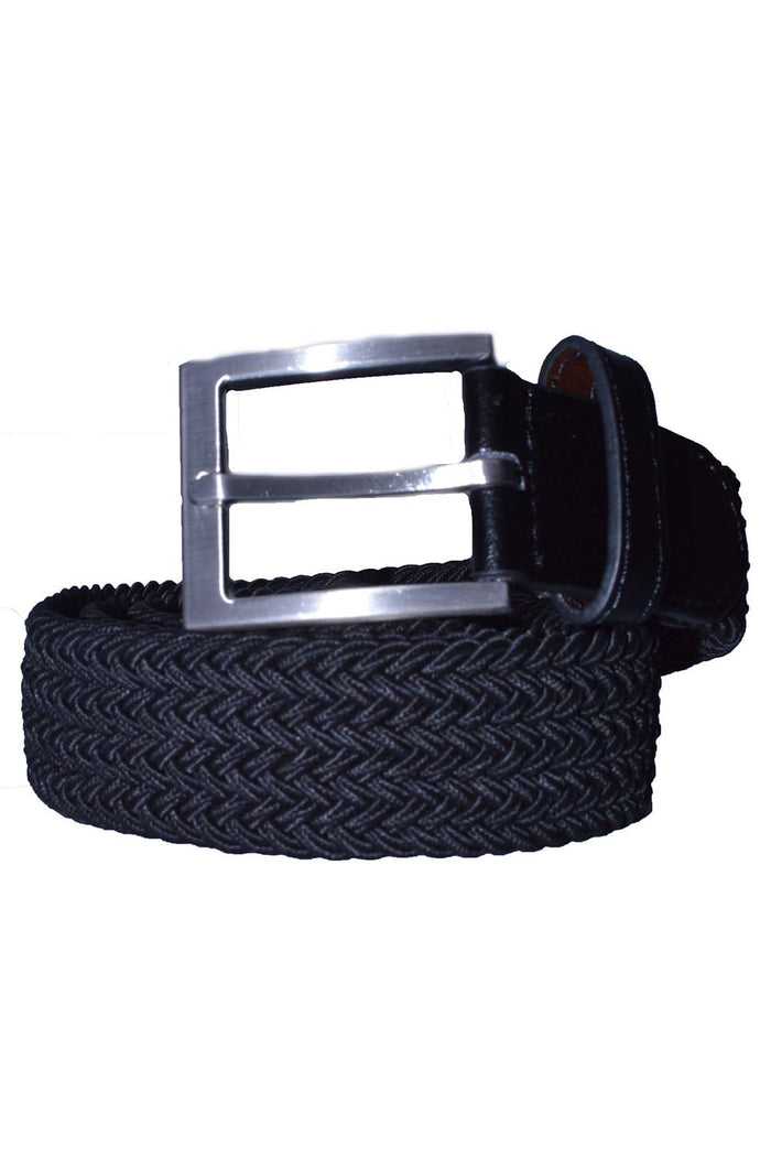 AXNY Black Kid's Solid Braided Belt