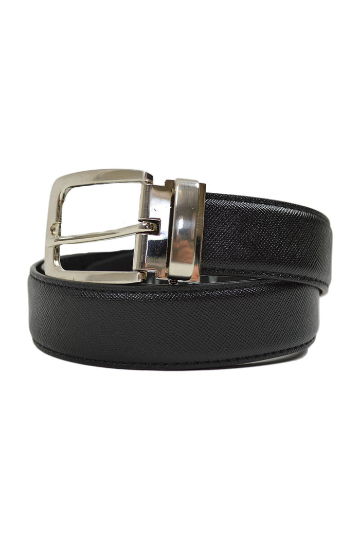 AXNY Black Kid's Textured Leather Belt