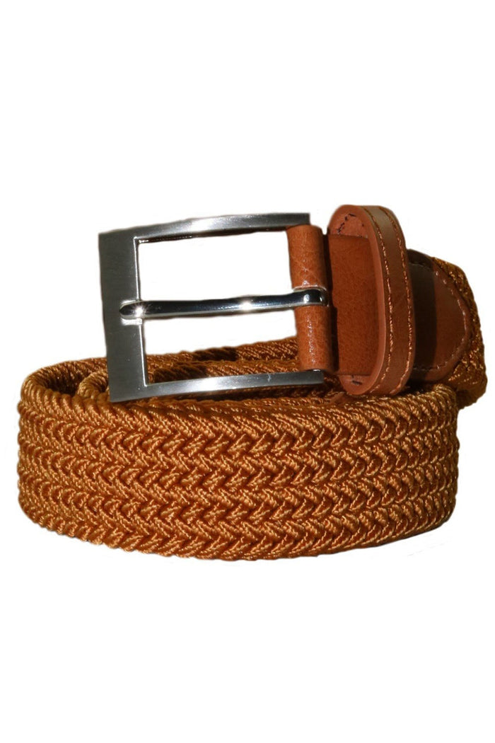 AXNY Tan Kid's Solid Braided Belt