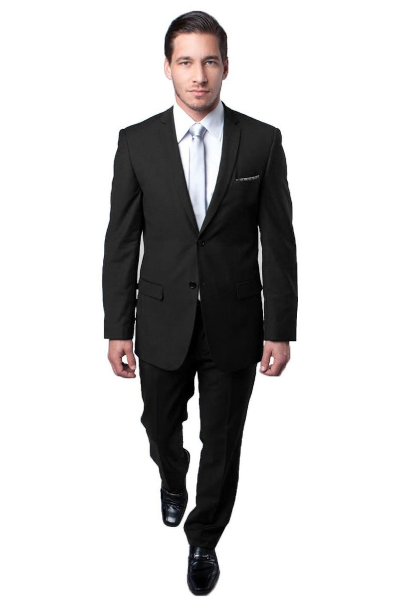 Men's Slim Fit Black Wedding Suit by Tazio Suits