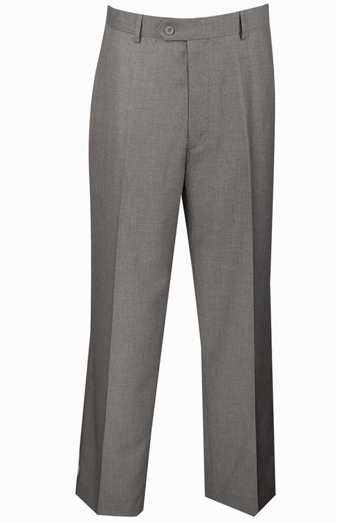 Mens Modern Fit Flat Front Dress Slacks in Charcoal by Vinci