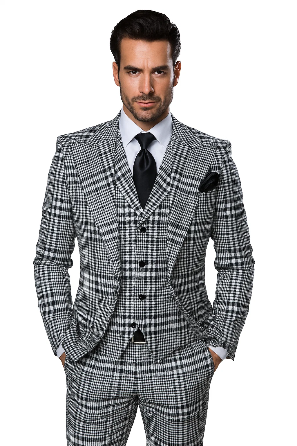 One Button 3 Piece Suit by Rossiman