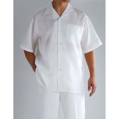 Mens White Linen Shirt and Pants Casual Outfit Set