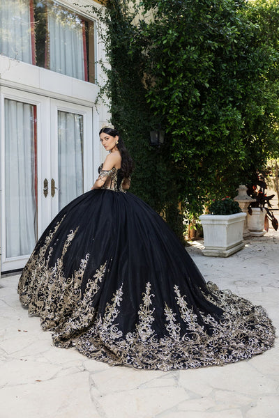Plus Size Ball Gown in Black/Gold | Formal Quinceanera Dress by LK267
