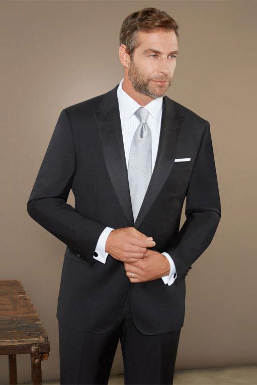 Monticello Black 1-Button Peak Tuxedo (2-Piece Set) Baroni