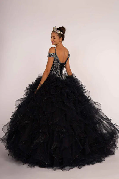 Beaded Cold Shoulder Ball Gown by Elizabeth KGL2516