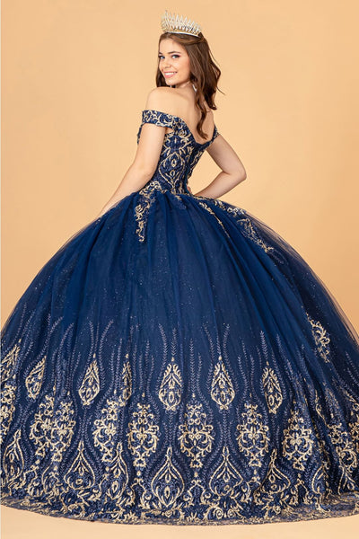 Beaded Off Shoulder Ball Gown by Elizabeth KGL3079