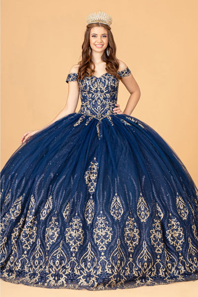 Beaded Off Shoulder Ball Gown by Elizabeth KGL3079