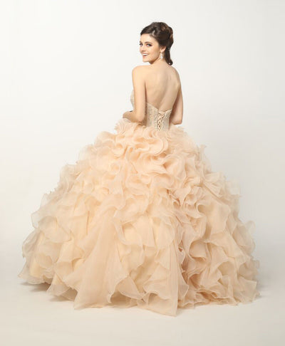 Juliet 1418 Beaded Sweetheart Organza Quinceanera Ball Gown