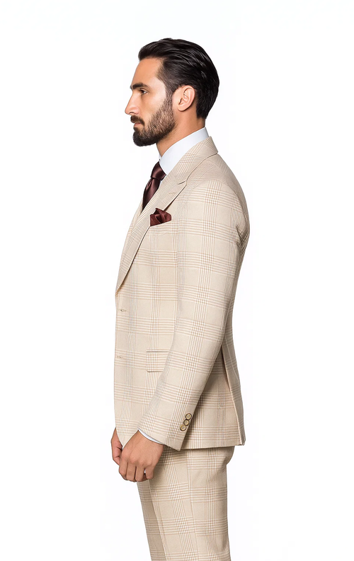 Suits With Baggy Pleated Pants - Wide Leg Pants 100% Wool - Classic Fit by Rossiman USA Men's Outlet