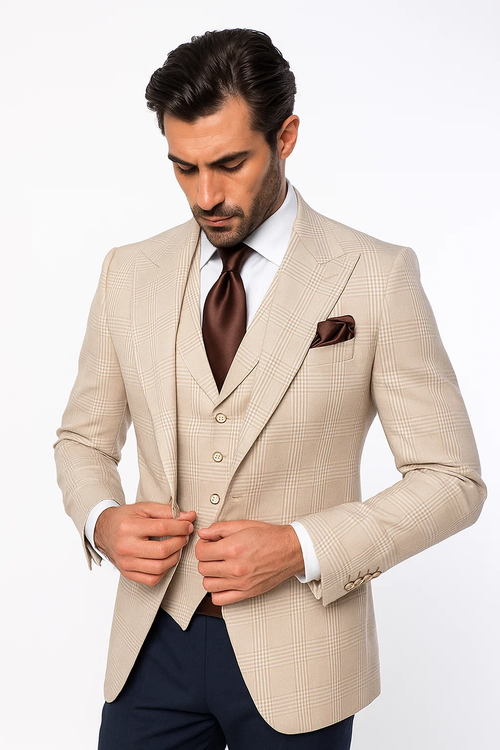 Suits With Baggy Pleated Pants - Wide Leg Pants 100% Wool - Classic Fit by Rossiman USA Men's Outlet
