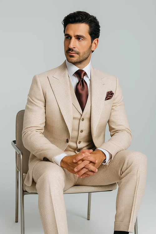 Suits With Baggy Pleated Pants - Wide Leg Pants 100% Wool - Classic Fit by Rossiman USA Men's Outlet