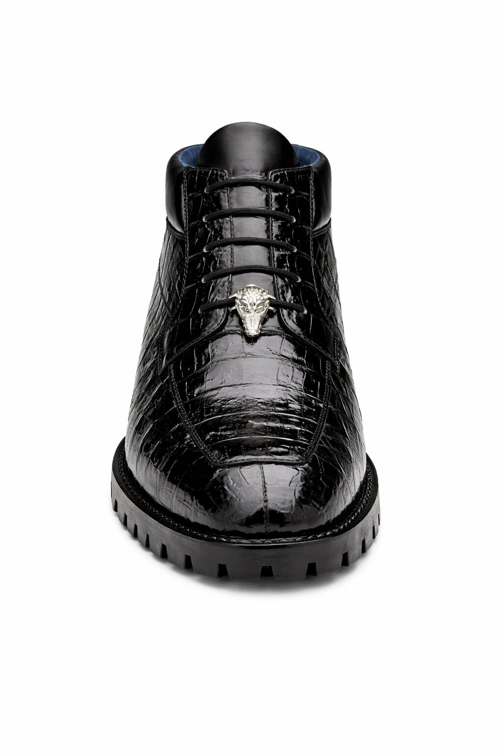 Gallardo Men's Shoes Black Exotic Caiman Crocodile Derby Split-toe Boots Belvedere Shoes