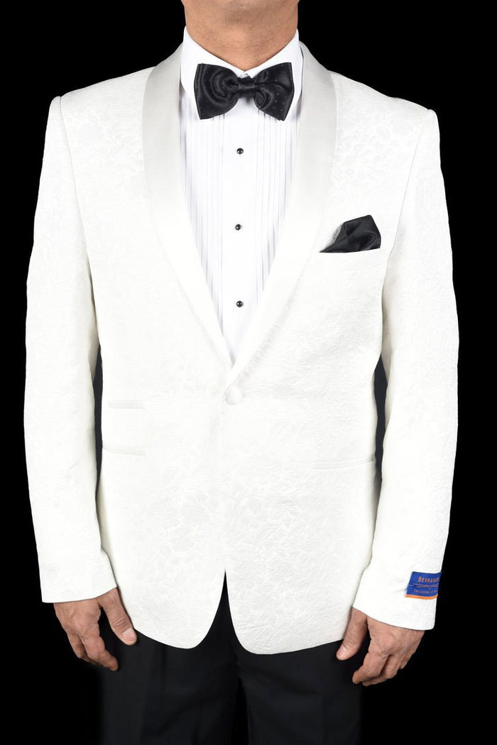 Brocade White Dinner Jacket by Berragamo