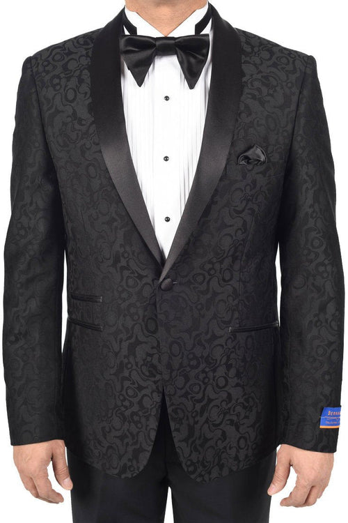 Mystic Black 1-Button Shawl Tuxedo (2-Piece Set) by Berragamo