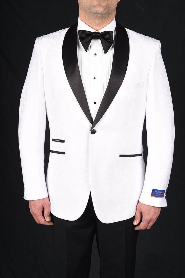 Mystic White 1-Button Shawl Tuxedo (2-Piece Set) by Berragamo