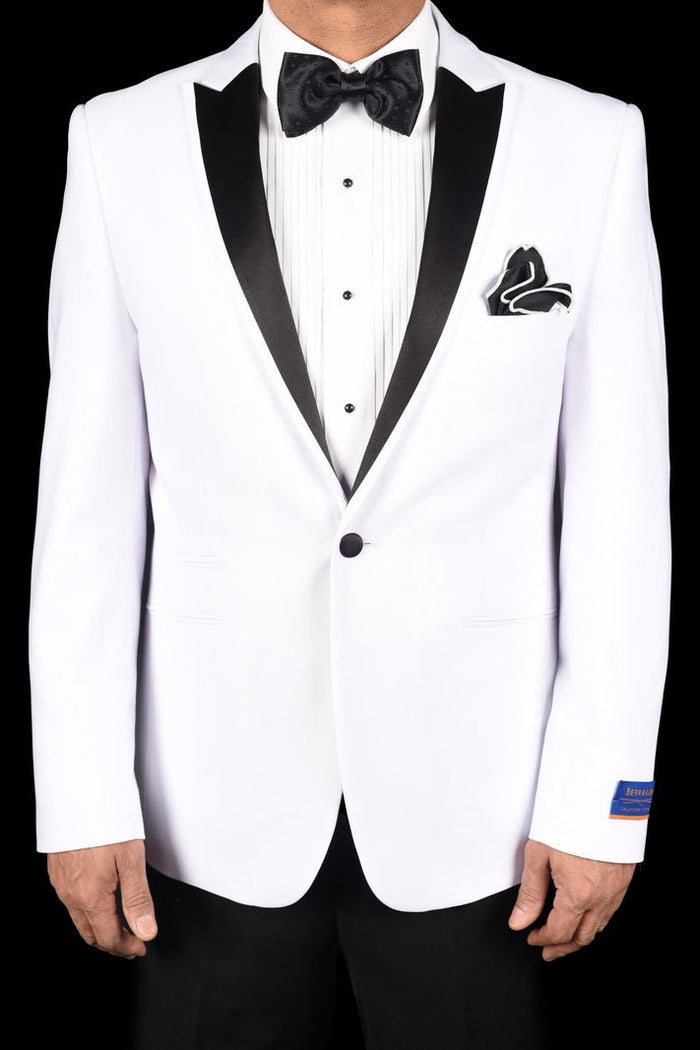 Sienna White 1-Button Peak Tuxedo (2-Piece Set) by Berragamo