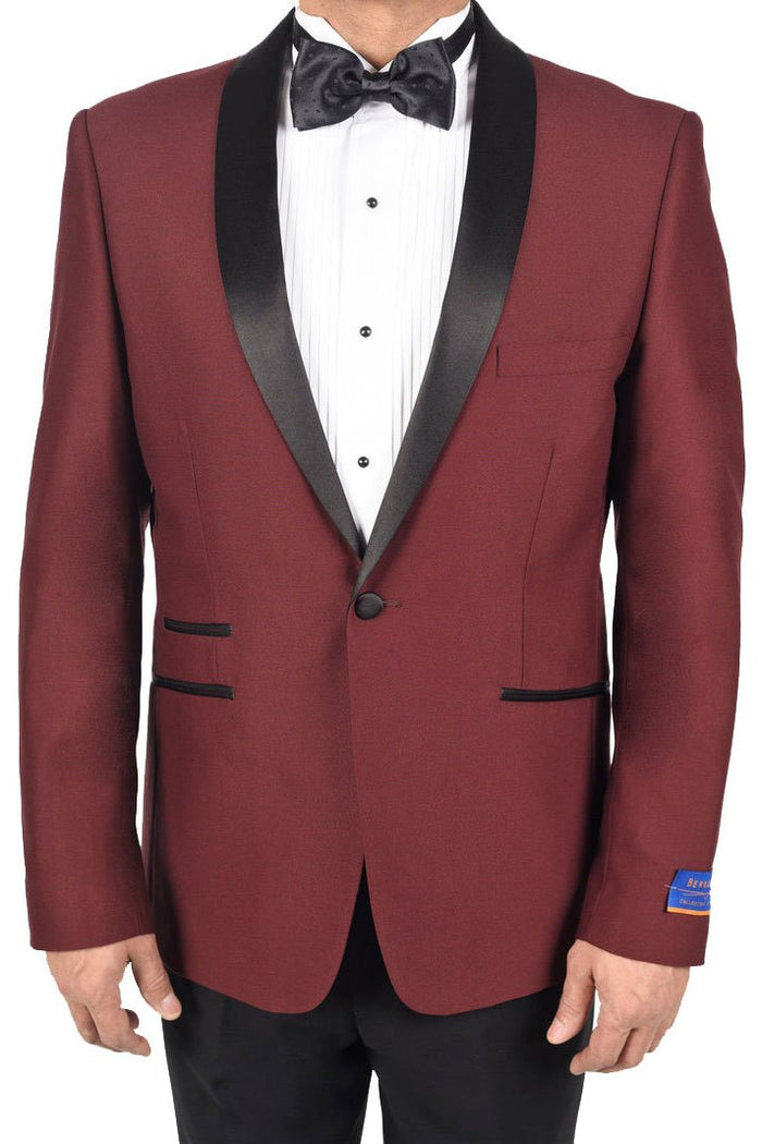 Soho Madison Burgundy 1-Button Shawl Tuxedo (2-Piece Set) by Berragamo