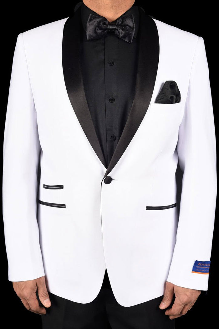Soho Madison White 1-Button Shawl Tuxedo (2-Piece Set) by Berragamo