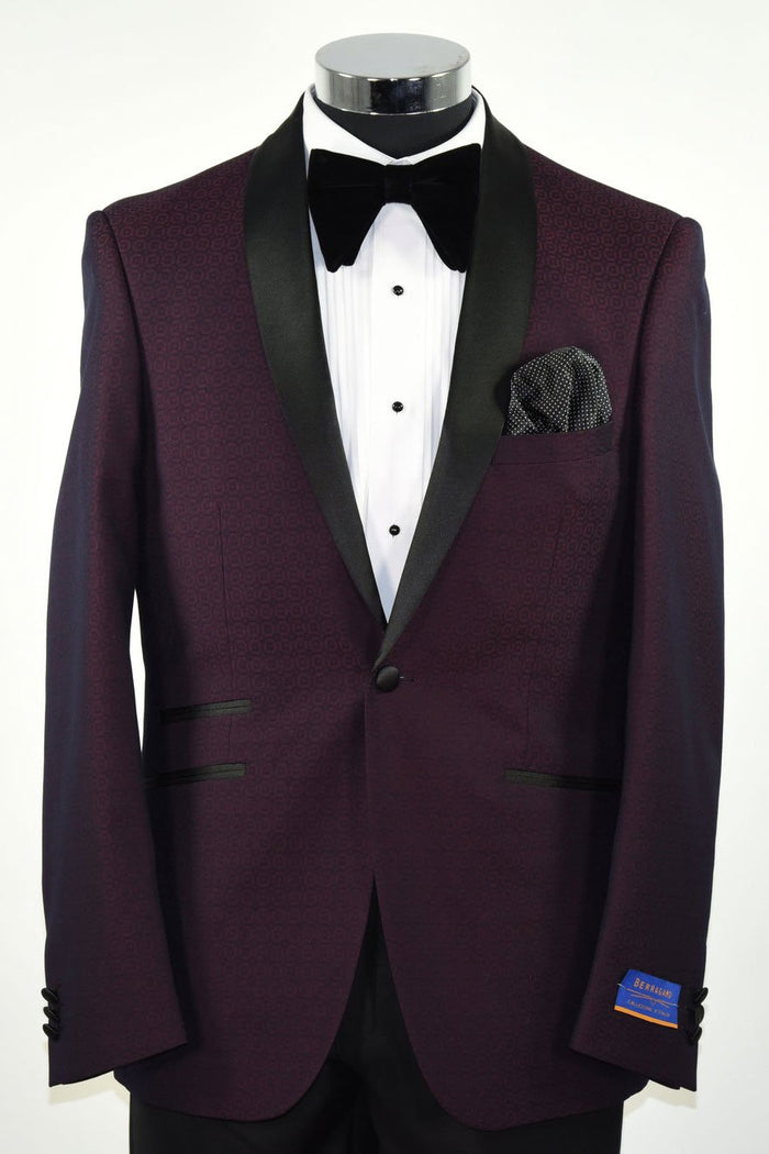 Turin Burgundy 1-Button Shawl Tuxedo (2-Piece Set) by Berragamo