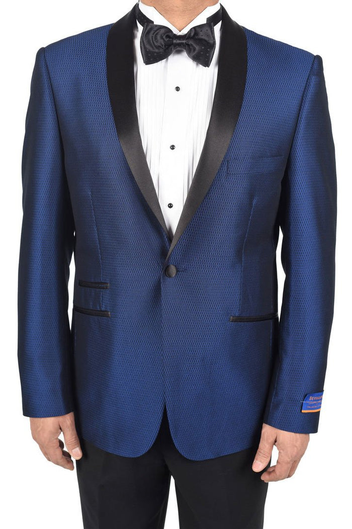 Vision New Blue 1-Button Shawl Tuxedo (2-Piece Set) by Berragamo