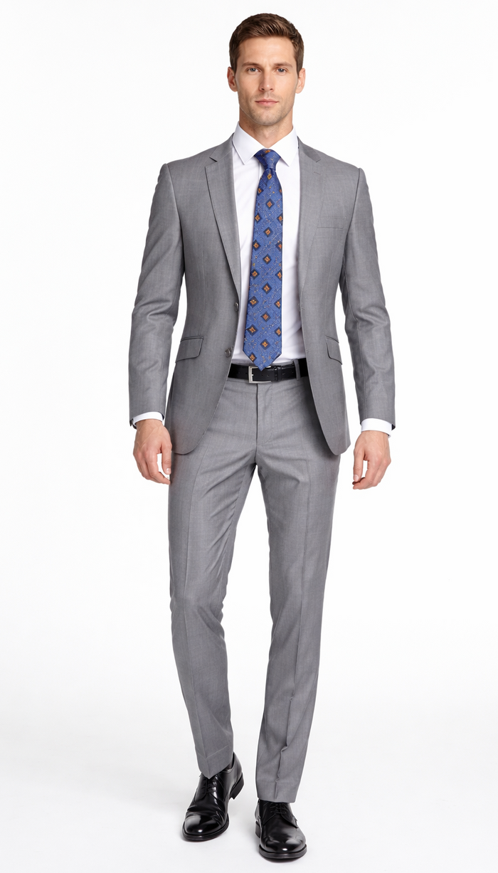 Bertolini 2Pc & 3PC Lt. Gray Two-button Wool & Silk Blend Suit by Usamensoutlet