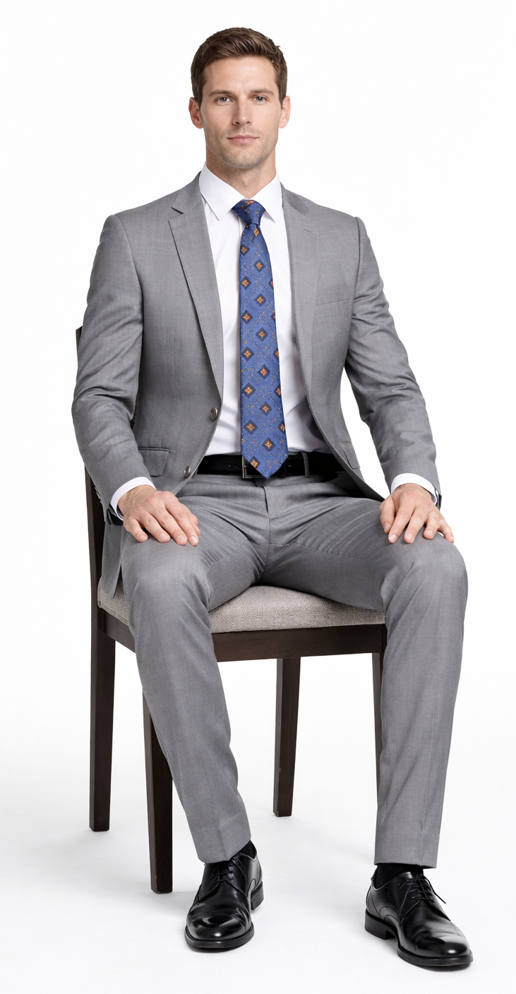 Bertolini 2Pc & 3PC Lt. Gray Two-button Wool & Silk Blend Suit by Usamensoutlet