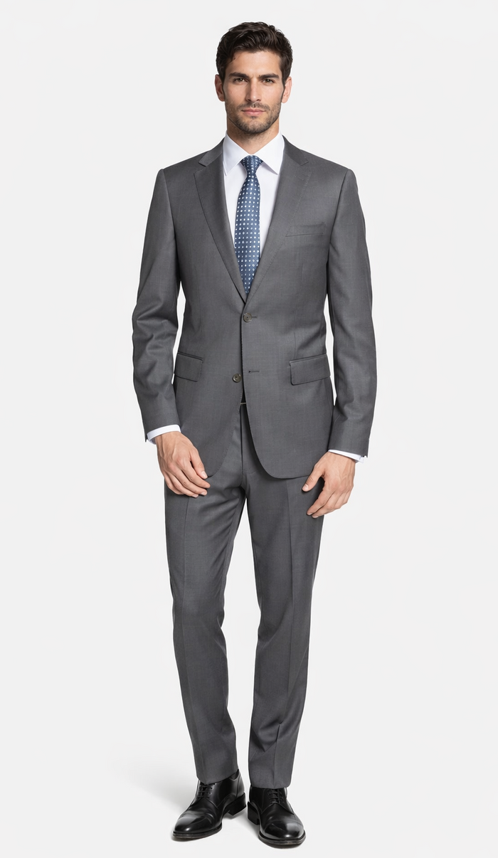 Bertolini 2PC Gray Two-button Suit Wool by Usamensoutlet