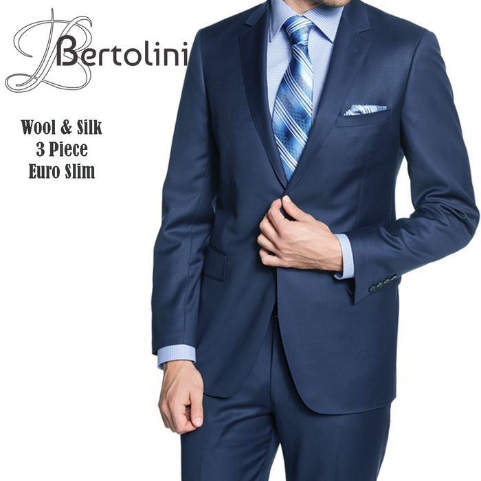 Bertolini Wool & Silk 2Pc French Blue Suit by Usamensoutlet
