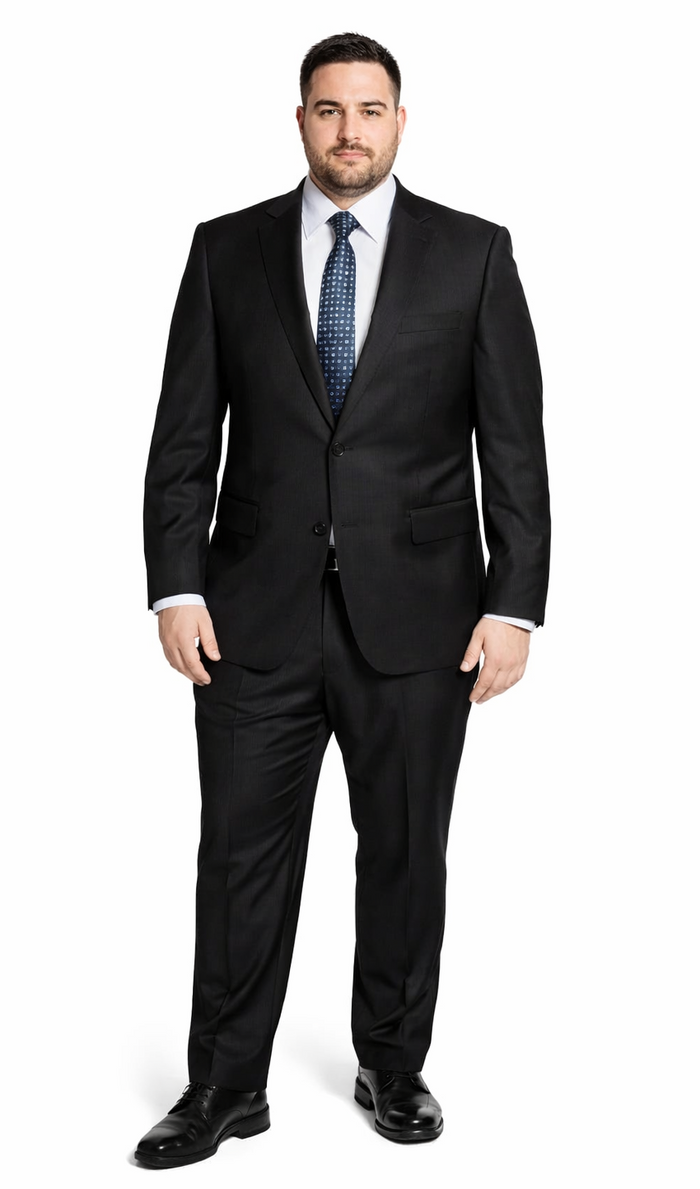 Bertolini 3Pc Wool & Silk Solid Black Suit by Usamensoutlet