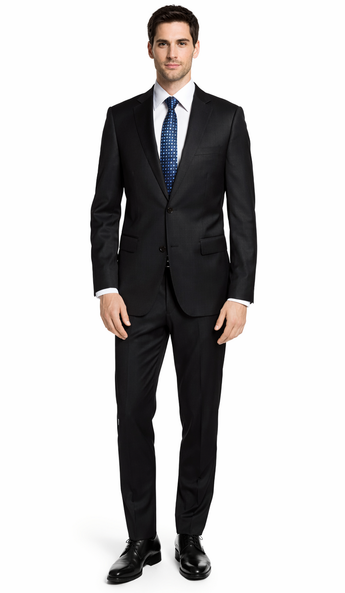 Bertolini 3Pc Wool & Silk Solid Black Suit by Usamensoutlet