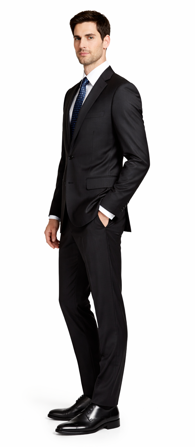 Bertolini 3Pc Wool & Silk Solid Black Suit by Usamensoutlet