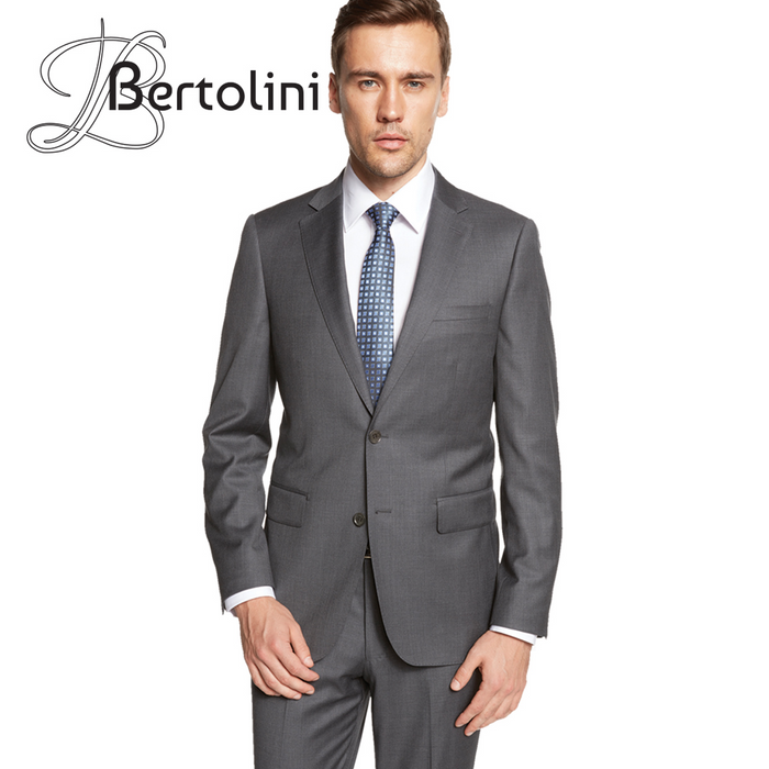 Bertolini 2PC Gray Two-button Suit Wool & Silk by Usamensoutlet